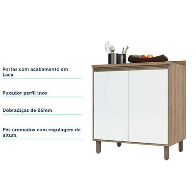Balcão e Tampo 80 Cm De Abrir 1 Prateleira Mel Vanill e Branco