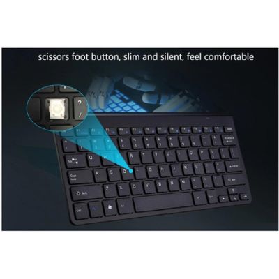 Kit Mini Teclado e Mouse Wireless Ultra Slim Sem Fio -  Preto
