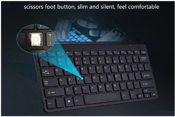 Kit Mini Teclado e Mouse Wireless Ultra Slim Sem Fio -  Preto