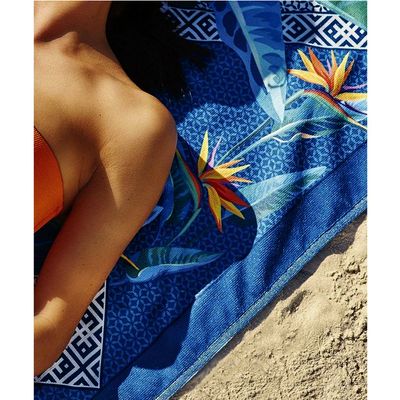 Toalha de Praia Lepper 55% Algodão e 45% Poliéster Jurerê 70cmx140m Azul