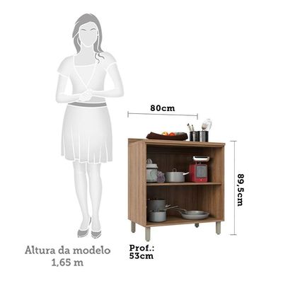 Balcão e Tampo 80 Cm De Abrir 1 Prateleira Lari Vanill e Connect