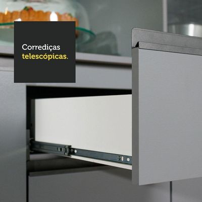 Armário De Cozinha Completa Suspenso 320Cm Cinza