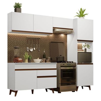Armário De Cozinha Completa 250Cm Branco