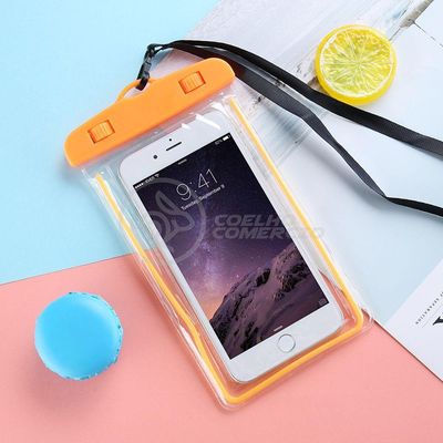 Capa Bolsa A Prova Dágua Impermeável P/ Celular Laranja