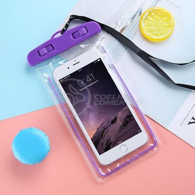 Capa Bolsa A Prova Dágua Impermeável P/ Celular Roxo