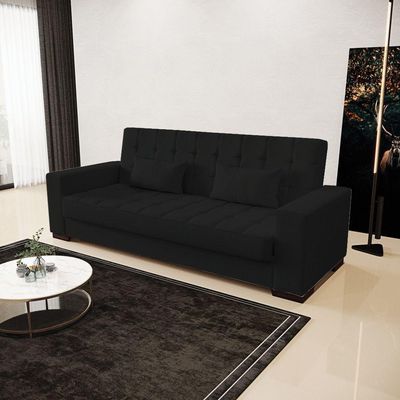 Sofá Cama 02 Lugares Lisboa Linho - D'Rossi Cor A79 Preto