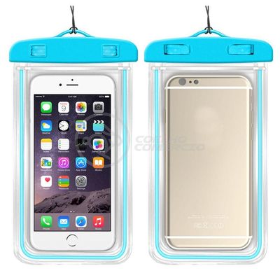 Capa Bolsa A Prova Dágua Impermeável P/ Celular Azul