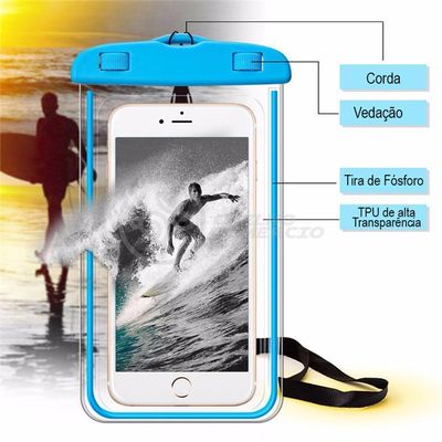 Capa Bolsa A Prova Dágua Impermeável P/ Celular Azul