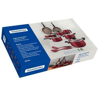 Kit Panelas 10pçs Antiaderente Vermelho Tramontina 28599/727