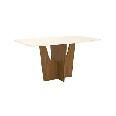 Mesa De Jantar Com Tampo Mdf Com Vidro 160cm Vértice