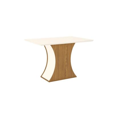 Mesa De Jantar Com Tampo Mdf E Vidro Canto Reto 120cm