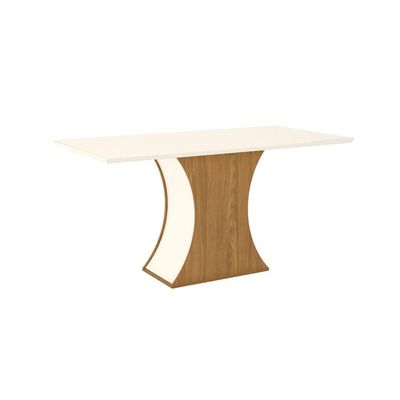 Mesa De Jantar Com Tampo Mdf Com Vidro Canto Reto 160cm