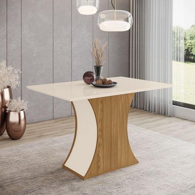 Mesa De Jantar Com Tampo Mdf Canto Reto 120cm