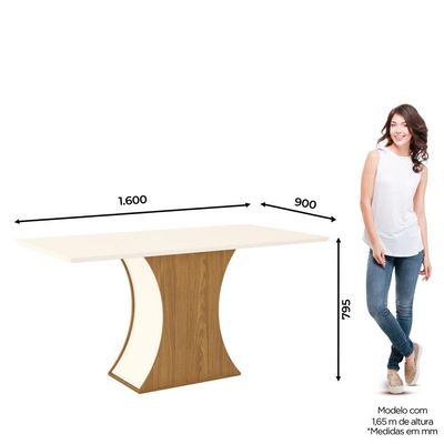 Mesa De Jantar Com Tampo Mdf Com Canto Reto 160cm
