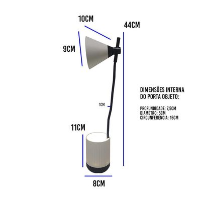 Luminaria De Mesa Led Porta Objetos Articulada 3 Cores