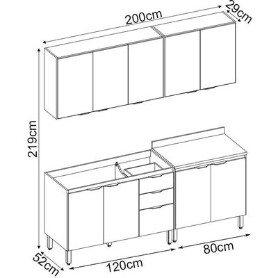 Cozinha Modulada 4 Peças Fi0008 Avena Grafito