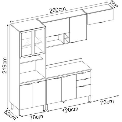 Cozinha Modulada 4 Peças Fi0006 Avena Grafito