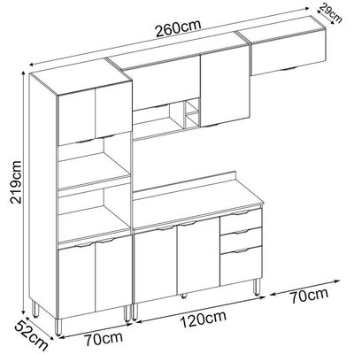Cozinha Modulada 4 Peças Fi0003 Avena Grafito
