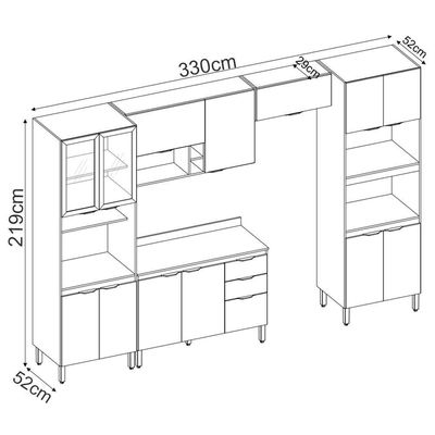 Cozinha Modulada 5 Peças Fi0001 Avena Grafito
