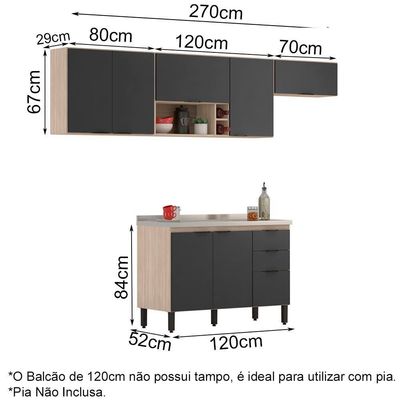 Cozinha Modulada 4 Peças Frcz5 Avena Grafito