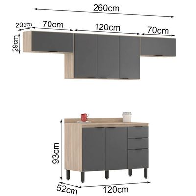 Cozinha Modulada 4 Peças Frcz3 Avena Grafito