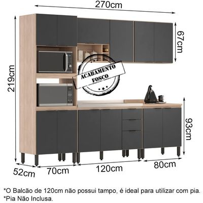 Cozinha Modulada 5 Peças Frcz1 Avena Grafito