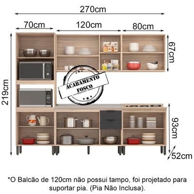 Cozinha Modulada 5 Peças Fhr001 Avena Grafito