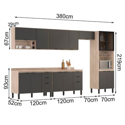 Cozinha Modulada 6 Peças Frcz2 Avena Grafito