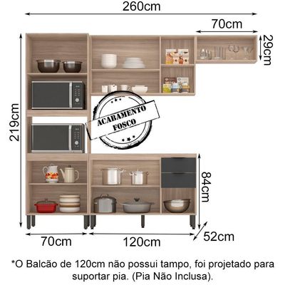 Cozinha Modulada 4 Peças Ftm004 Avena Grafito