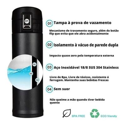 Garrafa Térmica 500ml Aço Inox Trava
