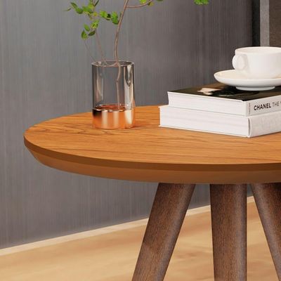 Conjunto Mesa Lateral E Apoio Sala De Estar Freijó