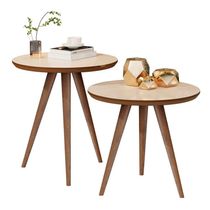 Conjunto Mesa Lateral Sofá Sala Pés Palito Off White Freijó