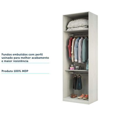Guarda Roupa 804cm 2 Cabideiros Prateleira E Maleiro Crema