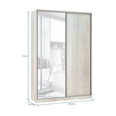 Guarda-roupa Solteiro 2 Portas De Correr 160 Cm Legno Crema