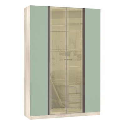 Guarda-roupa Solteiro 4 Portas Legno Crema Com Verde Jade
