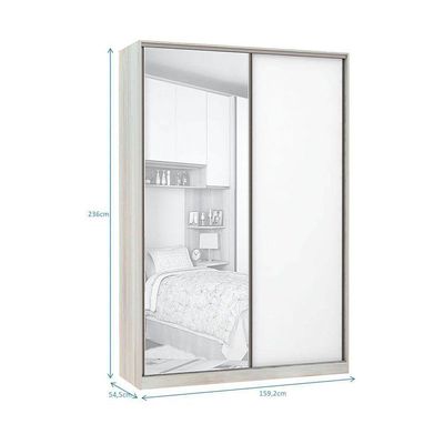 Guarda-roupa 2 Portas De Correr 160Cm Crema Com Branco Mat