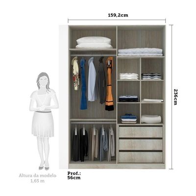 Guarda-roupa Solteiro 4 Portas 160 Cm Verde Jade