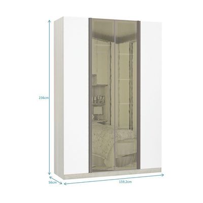 Guarda-roupa Solteiro 4 Portas Legno Crema Com Branco Mat