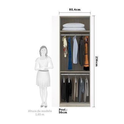 Guarda-roupa Solteiro 2 Portas 80 Cm Legno Crema Com Cumaru