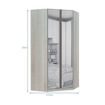Guarda-roupa Solteiro Canto Closet 2 Portas Legno Crema