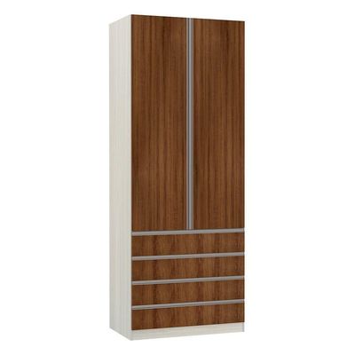 Guarda-roupa 2 Portas 90 Cm Crema Com Nogueira Dourado