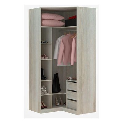 Guarda-roupa Solteiro Canto 2 Portas Cinza Puro