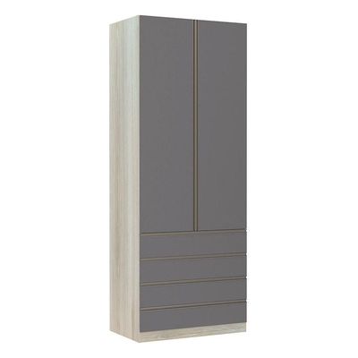 Guarda-roupa Solteiro 2 Portas 90 Cm Cinza Puro
