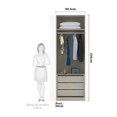Guarda Roupa 2 Portas 80cm Legno Crema Com Verde Jade