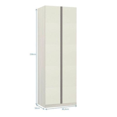 Guarda Roupa 2 Portas 80cm Legno Crema Com Kashmir