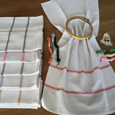 Pano De Prato Lomaer Sacaria Barra Etamini P/Bordar 12 Unds Branco