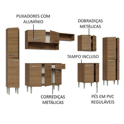 Armário De Cozinha Completa 325cm Rustic Emilly Madesa
