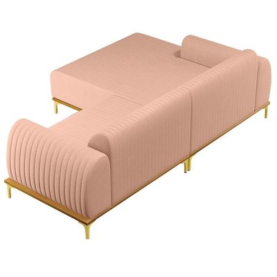 Sofá 255cm 4 Lugares Chaise Esquerdo Pés Gold C-105 Rosê