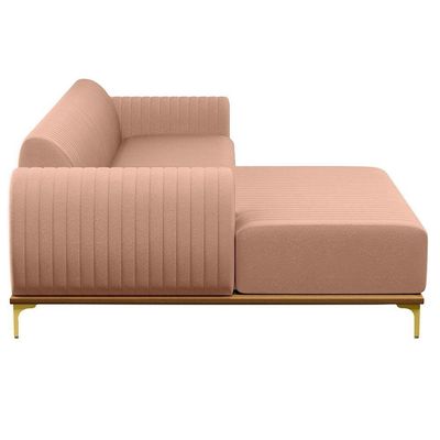 Sofá 255cm 4 Lugares Chaise Esquerdo Pés Gold C-105 Rosê