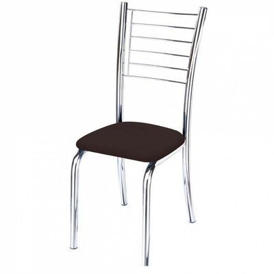 Cadeira Iara Cromada Para Cozinha Corino Marrom